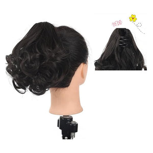 SONGCHAO Fake Hair Bun Messy Bun Synthetic Short Curly Ponytail Women Hair Extensions Natural Ponytail Claw Clip Black Brown Wig Hair Bun Hair Accessories (Color : D)