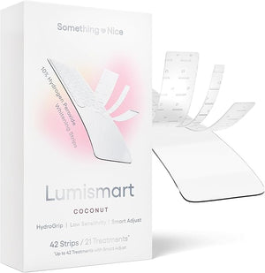 Something Nice Lumismart Whitening Strips - Dentist-Designed Enamel Safe up to 42 Treatments with Smart Adjust - Teeth Whitening Strips in Coconut for Sensitive Teeth