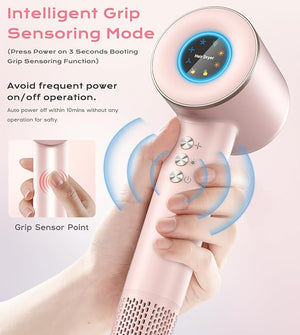 Smart Ionic Hair Dryer with Intelligent Grip Sensor Thermo-Control Self-Cleaning Function110000 RPM Low Noise Blow Dryer with Magnetic Concentrator Lightweight Hairdryer for Women