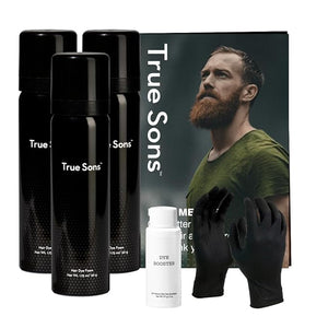 True Sons Hair Dye Foam for Men - Natural Look -Effortless Multi-Use Dye Kit with Instant Color Booster Applicator Ammonia-Free Formula For Sensitive Skin Simpler Hair dye (3 Bottles Auburn)