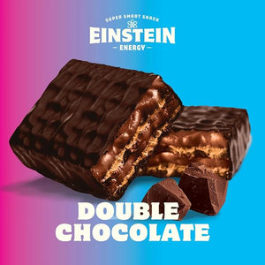 Einstein Energy Smart Snack Bars - Double Chocolate Healthy Snacks Protein Real Milk Chocolate Lion's Mane Green Tea Extract Caffeine Citicoline &amp L-Theanine 100% Whole Wheat Wafer - 9 ct