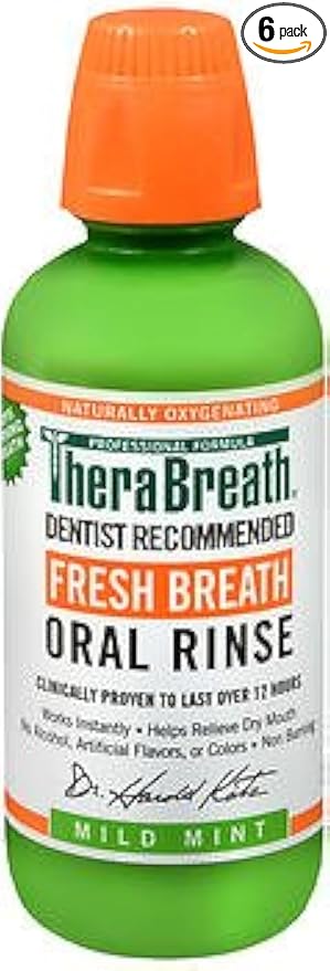 TheraBreath Dentist Recommended Fresh Breath Oral Rinse - Mild Mint Flavor PlfYBc 16 Ounce (Pack of 6)