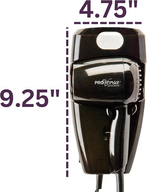 JERDON Wall-Mount Hair Dryer ? Black - Direct Wire Only - Hotel Style Wall Mounted Hair Dryer ? Model JWM8CBD
