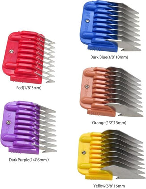 Animal Stainless Steel 5 Color Guide Comb Set for 10#/15#/30#Detachable Bladefor Andis for Oster A5 for Wahl KM Series Guards Clipper(Cutting Length 3mm-16mm)