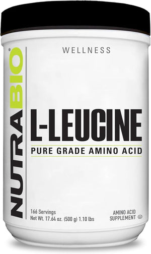 NutraBio 100% Pure L-Leucine - Muscle Recovery and Support - Naturally Fermented Free Form Amino Acid - Vegan Non-GMO Gluten Free - (500 Grams)