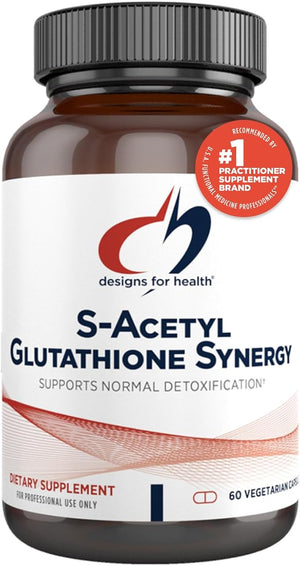 Designs for Health S-Acetyl Glutathione Synergy - 200mg S-A-GSH with NAC + Vitamin B6 - Non-GMO Antioxidant Supplement to Help Support Normal Detoxification (60 Capsules)