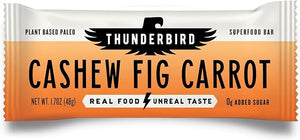 Thunderbird Real Food Energy Bars Bar Cashew Fig Carrot 1.7 Ounce Fruit &amp Nut Nutrition Bars - No Added Sugar Grain and Gluten Free Non-GMO 12 Pack
