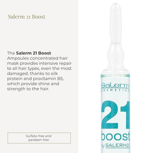 SALERM - Concentrated Hair Mask 21 Boost Hydrating Hair Ampoules - 8 x 13 ml - Repairs Hair - with Heat Protector - Anti-Pollution and Anti-Frizz