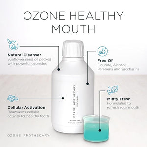 Mouthwash + Tooth Oil | 2-in-1 Formula | Oil Pulling Solution | Alcohol and Fluoride Free | Ozone Sunflower Seed Oil with Peppermint for a Fresh Healthy Mouth