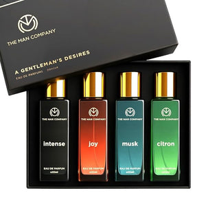 The Man Company Specially Curated Perfume Gift Set 4X20Ml - A Gentlemen's Desire | Premium Long-Lasting Fragrance| Citron For Travel| Intense For Office| Musk For Sports| Joy For Outing,80 Ml