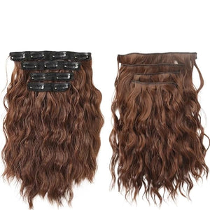Short Curly Synthetic 4-piece Set Of Water Ripple Hair Extension Wig Clip In Woman's Clip Hair Accessories Hairpiece(430)