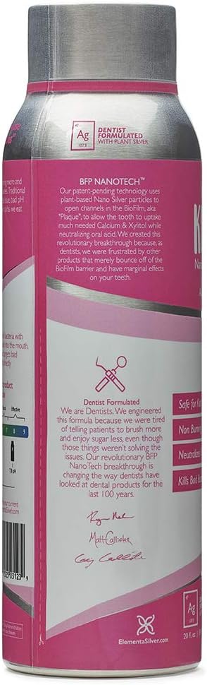 Elementa Essentials Kids Mouthwash | Nano Silver All Natural Fluoride and Alcohol Free Mouthwash for Children. Antimicrobial Anti-Cavity Mouth Rinse | 20 oz (Bubble Gum)