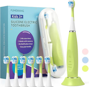 Kids Electric Toothbrushes Sonic Rechargeable Tooth Brush Gifts for Boys and Girls Smart Timer Power Toothbrush - 3 4 5 6 7 8 9 10 11 12 (Green)