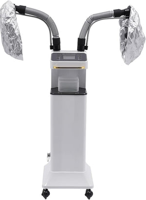 Nano Hair Steamer with 2 Vaporizing Caps Standing Professional Micro Mist Hair Processor with Rolling Wheels 650W 110V Nano Hair Steamer Machine Multifunctional Hair Steamers for Hair Care (White)