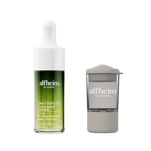 ALFHEIM Saw Palmetto Scalp Serum to Strengthen Follicles | With Caffeine &amp Biotin for Fuller Hair | Helps Balance Scalp Revive Hair Roots &amp Enhance Hair Density | 0.34 fl oz + Serum Applicato