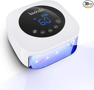 Lavinda UV LED Nail Lamp Cordless Nail Lamp 54W Rechargeable Nail Dryer Gel Polish Light with Large LCD Display Professional Gel Curing Lamp with 4 Timer Setting Auto Sensor for Salon and Home