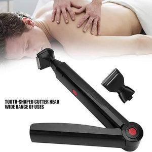 Electric Back Hair Shaver, Hair Trimmer Body Hair Removal Tool USB New Body Razor with 2 Shock Absorber Flex Heads Better Control Do-it-Yourself 180 Degrees Foldable for Men Women Pain-Free Shave