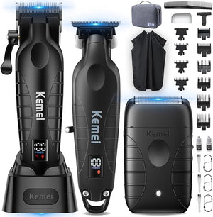 KEMEI Hair Clippers for Men Professional Barber Clippers and Trimmers Set Foil Shaver for MenCordless Hair Clippers and Barber Kit Hair Cutting Kit KM-2293Black KM-PG2290D KM-T95