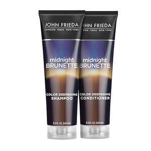 John Frieda Midnight Brunette Shampoo &amp Conditioner Color Deepening Shampoo &amp Conditioner to Enhance and Refresh Brunette Tones Cocoa and Primrose Oil-Infused 8.3 oz Pack of 2