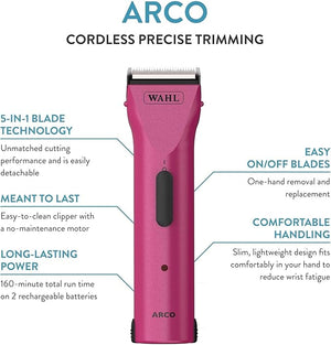 Wahl Professional Animal Arco Pet Dog Cat and Horse Cordless Clipper Kit Hot Pink (8786-1201)
