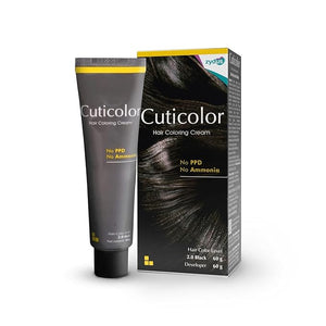 Cuticolor Permanent Hair Color Cream|#1 Dr prescribed|Suitable for Sensitive Skin|Eco Mechanism for Preserving Scalp Health|No Ammonia|No PPD|Enriched with Portulaca &amp; Boseivela Extracts - Black (