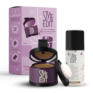 Style Edit Travel Essentials Hair Duo Root Touch Up Powder and Spray | Instant Gray Root Concealer for Grays and Roots Coverage | Light Brown