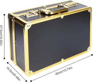 Professional Hairdressing Toolbox 15.75x11x6.2 Portable Barber Carrying Case with Lock Barber Tool Organizer Box Travel Stylist Tool Box Organizer for Clippers and Supplies Barbers(Gold)