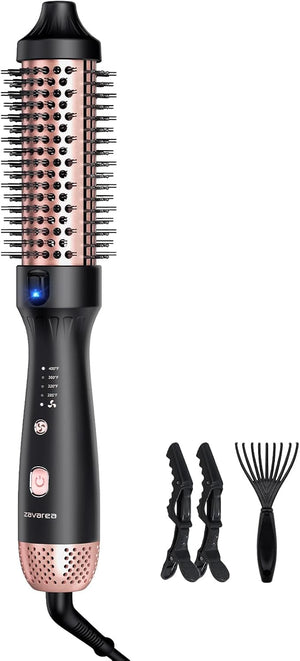 zavarea Thermal Brush 1.5 Inch Heated Round Curling Brush 800M Negative Ions Ceramic Stylers for Less Frizz 4 Temp Set Dual Voltage for Travel Easy Use Boosts Shine