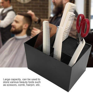 Joyzan Hairdressing Scissors Holder Salon Scissors Storage Box Professional Barber Shears Block Hairstyling Combs Hair Cutting Tools Rack Case Large Capacity Stylist Organizer Stand Clips Brushes
