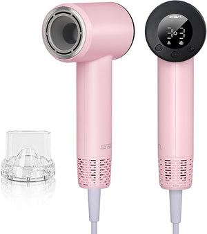 Mini Travel Hair Dryer for Women 110000 RPM High-Speed Pink Small Blow Dryer Portable Hairdryer for Fast Drying Low Noise Thermo-Control Compact Hair Dryer with Magnetic Nozzle