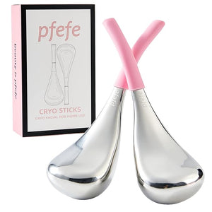 pfefe Cryo Sticks Facial Skin Care Ice Globes for Women Face Eyes, Stainless Steel Face Beauty Tools for Girls Ladies, Esthetician Supplies Cooling Spa Globes with Storage Case