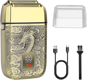 HIENA PRO Professional Foil Shaver for Men, Double Electric Foil Trimmer, Cordless Bald Head Precision Trimmer, Electric Razor, Rechargeable with USB, Gifts for Men (QLT)