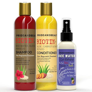 Rice Water for Hair Growth Shampoo and Conditioner set. Shampoo for Hair Loss. Shampoo for Men and Women. (Shampoo + Conditioner Bundle)