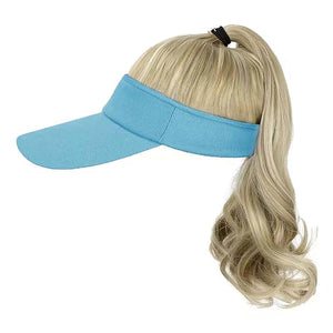 Hat Wig for Women Baseball Cap Wig with Curly Synthetic Hair Extensions Ponytail Cap wig Sun Hat with Hair