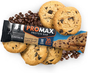 Promax Protein Bar, Chocolate Chip Cookie Dough, 20g High Protein, Gluten Free, 12 Count