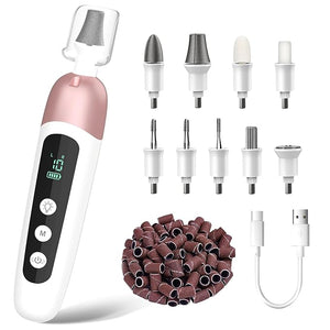 Cordless Electric Nail File Set Professional Manicure Pedicure Kit with Memory Modes 10 Speed Portable Nail Drill Machine Pedicure Tools for feet Hand Foot Care Tool for Thick Nail Toenail Cuticle