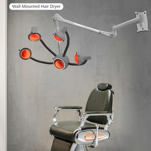 Wall Mounted Hair Dryer with Infrared Heat Bulbs 5 Heads Multifunctional Salon Hair Color Processor Accelerator Heater Lamp 750W Professional Infrared Hair Treatment Perm Machine (Silver+Black)