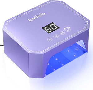 Lavinda 54W UV LED Nail Lamp ? Plug-in Gel Nail Light with LCD Display 4 Timers Auto Sensor Dual Wavelength Nail Dryer for Home &amp Salon Purple