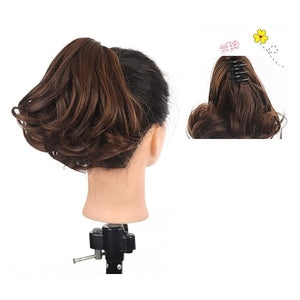 SONGCHAO Fake Hair Bun Messy Bun Synthetic Short Curly Ponytail Women Hair Extensions Natural Ponytail Claw Clip Black Brown Wig Hair Bun Hair Accessories (Color : A)