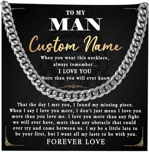 To My Man Necklace Custom Cuban Chain Necklace Gift For Husband Valentine Gift For Men Anniversary Birthday Gift For Him Husband Necklace From Wife Boyfriend Jewelry From Girlfriend