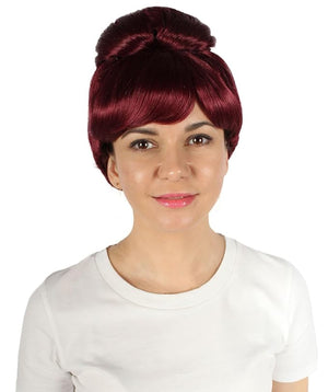 Women's Premium Bun Wig - Adjustable Capless Hair extensions with Realistic Synthetic Fibers - Multi-Color Elegant Bun Hairpiece for Halloween Cosplay and Everyday Wear Burgundy