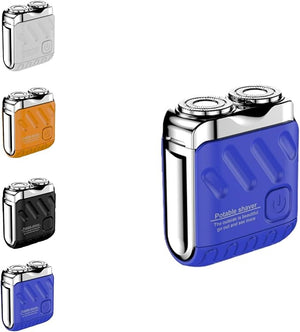 Afeitadora El?ctrica Port?til Rotativa De Doble Anillo Portable Rotary Dual Ring Electric Shaver Upgrade USB Rechargeable Waterproof Pocket Razor for Men(Blue)