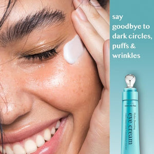 Under Eye Cream for Dark Circles and Puffiness - Caffeine Eye Cream Anti Aging Brightener With Niacinamide Squalane Peptide Complex Korean Skin Care Formula - Massage Zinc Roller - Puffy Eyes