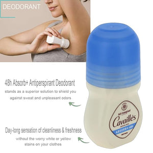 Absorb+ 48H Roll-On Antiperspirant Deodorant 50mL Shield You Against Sweat &amp Unpleasant Odors | Anti-Trace | No White or Yellow Stains | Paraben-Free | No Alcohol | Hypoallergenic