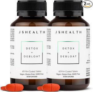 JSHealth Vitamins Detox and Debloat Liver Health Formula | Liver Detox Pills | Debloating Formula with Milk Thistle Turmeric Fennel | Liver Cleanse Supplement (60 Tablets Pack of 2)