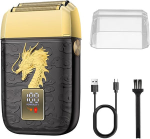 HIENA PRO Professional Foil Shaver for Men, Double Electric Foil Trimmer, Cordless Bald Head Precision Trimmer, Electric Razor, Rechargeable with USB, Gifts for Men (BGLT)