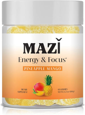 Energy &amp; Focus Gummies | 100mg Natural Caffeine + L-Theanine + Vitamin B6 &amp; B12 + CoQ10 | Nootropic Cognitive Brain Performance Supplement | No Crash or Jitters