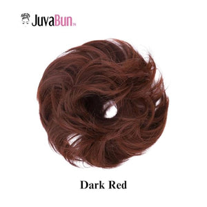 JUVABUN Small Curled Synthetic Hair Scrunchie - Messy Bun Hairpiece for Everyday Wear | Washable &amp Realistic - Dark Red