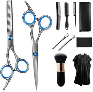 Hair Scissor Home Professional Hair Cutting Kit 11 PCS Barber Thinning Scissors Hairdressing Shears Stainless Steel Hair Cutting Shears Set Silver