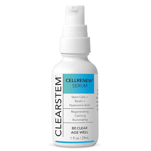 CLEARSTEM - CELLRENEW - Collagen Stem Cell Serum - Acne + Youthful Skin Face Serum - Hyaluronic Acid Reishi Aloe Vera - Facial Skin Care Products - Gluten Free Cruelty Free - 1 fl oz / 29ml